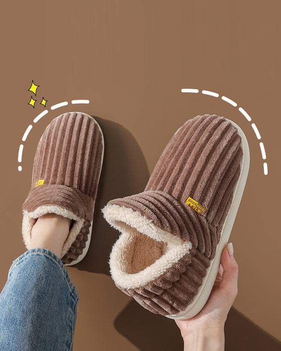 Hjemme varme flate sko i ensfarget