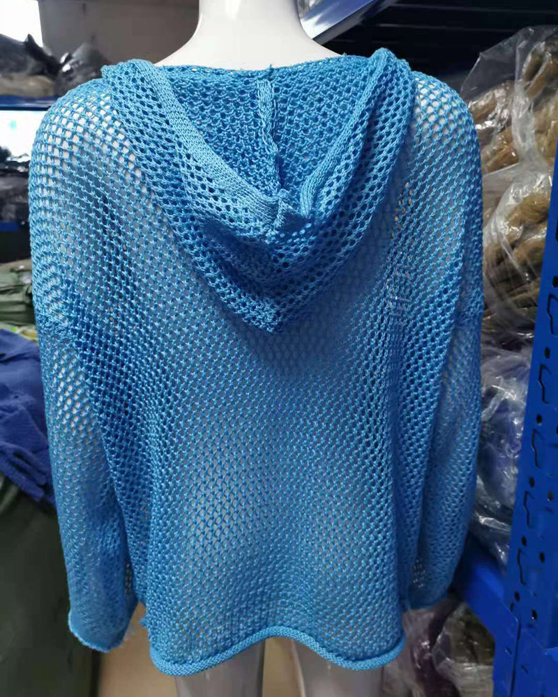 Dametopper Heklet Hullete Med Hette Langermet