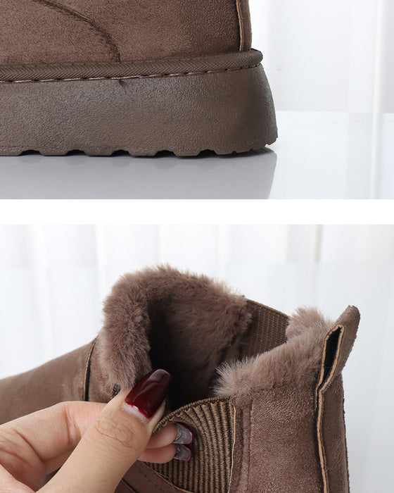 Ensfargede snøstøvler med tykk såler