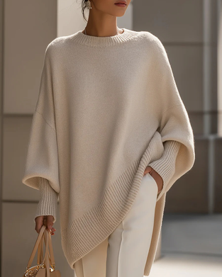 Løs Midjelang Pullover Med Skulderfri Modell