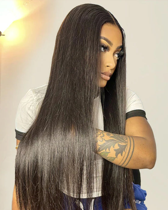 Silkeaktig Rett Lett Brukbar Glueless Parykker