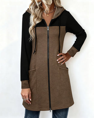 Fargeblokkert Frakk Med Glidelås