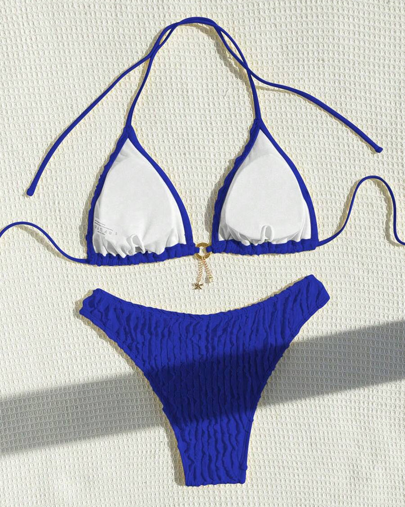 Bikini Sexy Ensfarget Todelt Trekant
