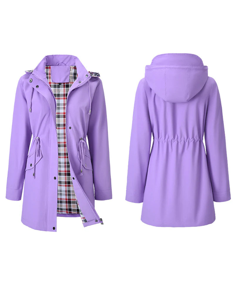 Dame Lang Vanntett Trenchcoat Med Hette