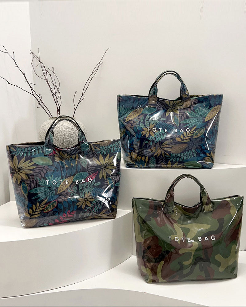 Tote Bag Dame Kamouflasje Og Bladtrykk