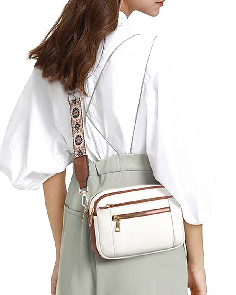Multifunksjonell crossbody-veske med glidelås