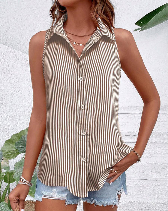 Tanktop Uten Ermer Krage Stripet