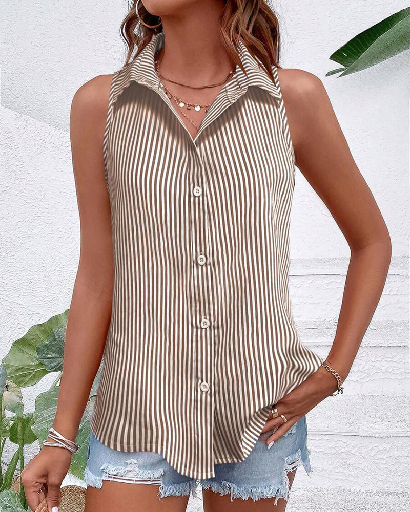 Tanktop Uten Ermer Krage Stripet