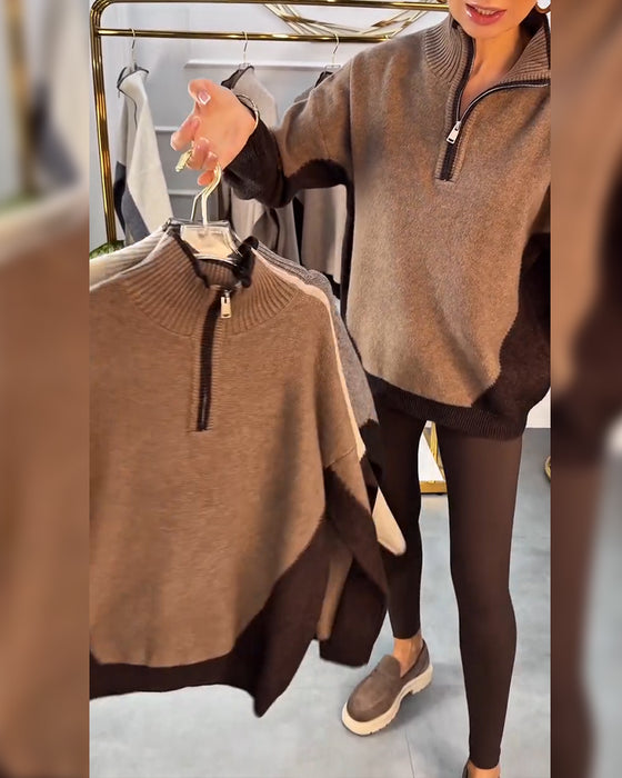 Genser Med Halvglidelås Og Kontrastfarge