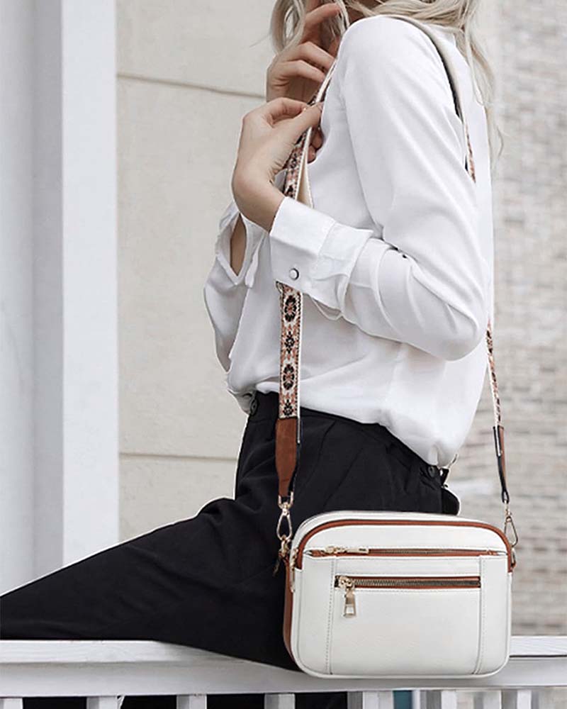 Multifunksjonell crossbody-veske med glidelås