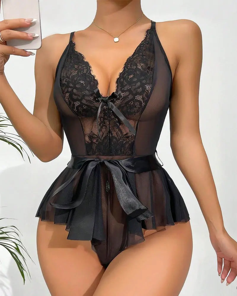Sløyfe blonder sexy ett stykke