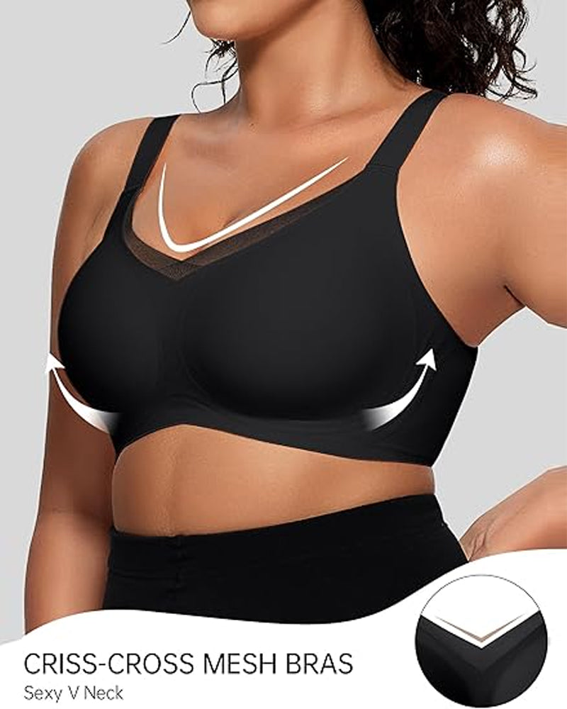 Dame-Bh Uten Bøyle Med V-Netting – Komfortabel Og Støttende Bralette