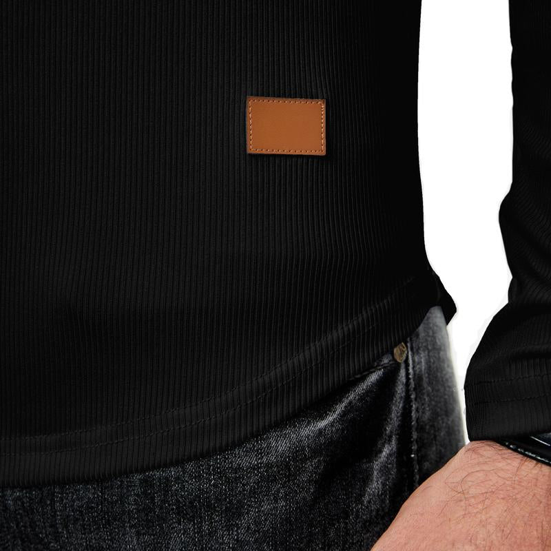 Skjorte Herre Slim Fit V-Hals Longline Muscle