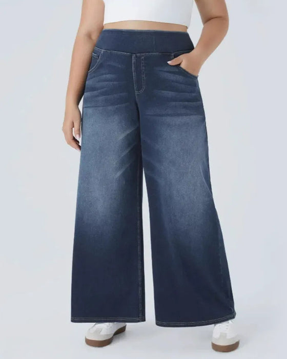 Denim Høy-Waisted Vasket Løs Baggy Casual