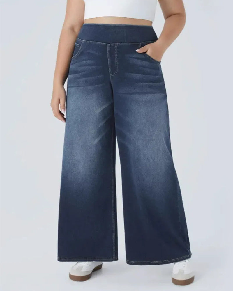 Denim Høy-Waisted Vasket Løs Baggy Casual