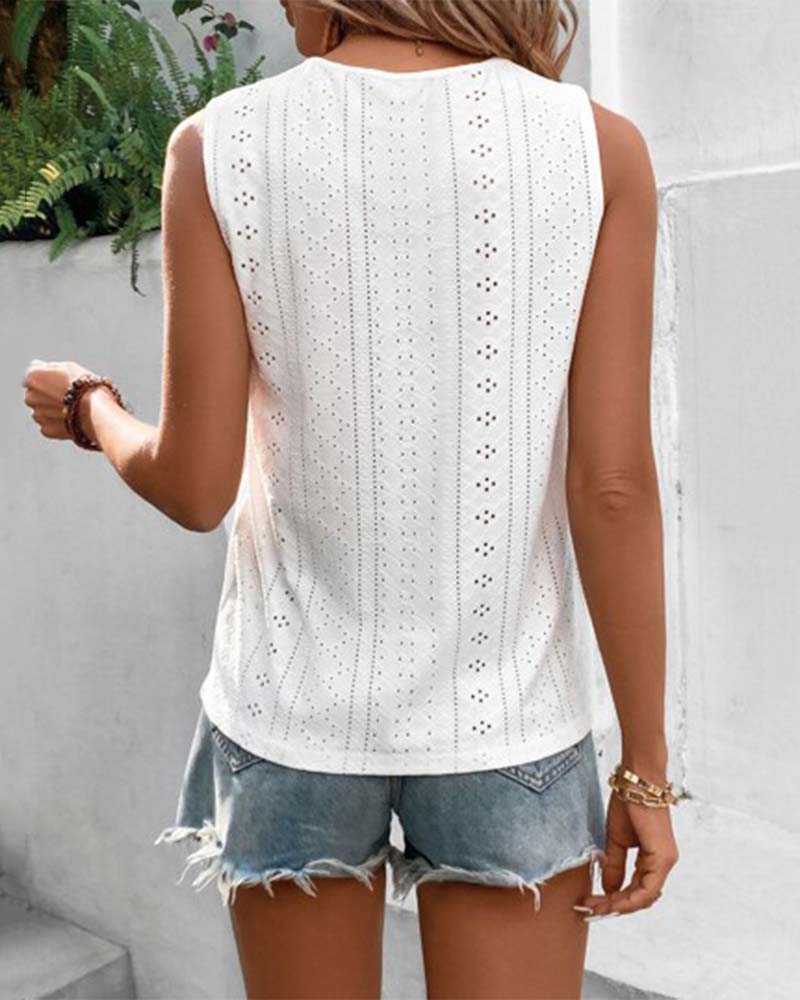 Tank Top Ermløs Hul Knapp