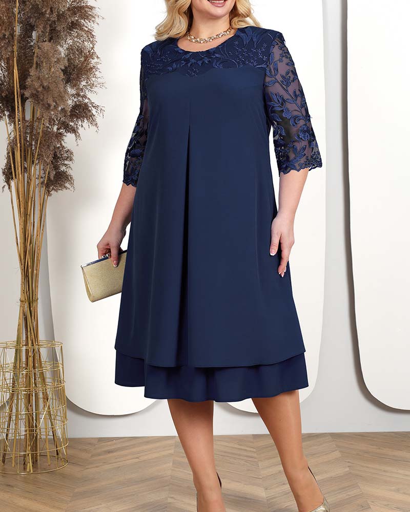 Kjole tilfeldig løs brodert chiffon