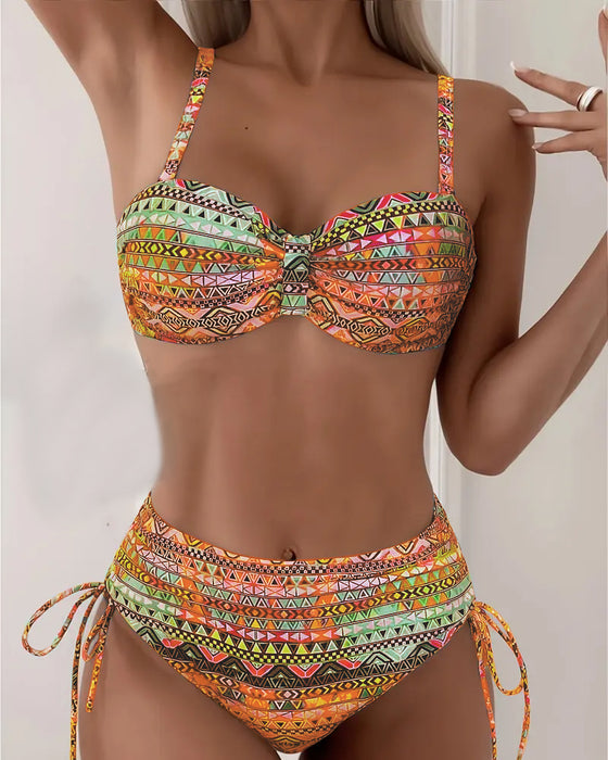 Sett Bikini Sexy Etnisk Trykk