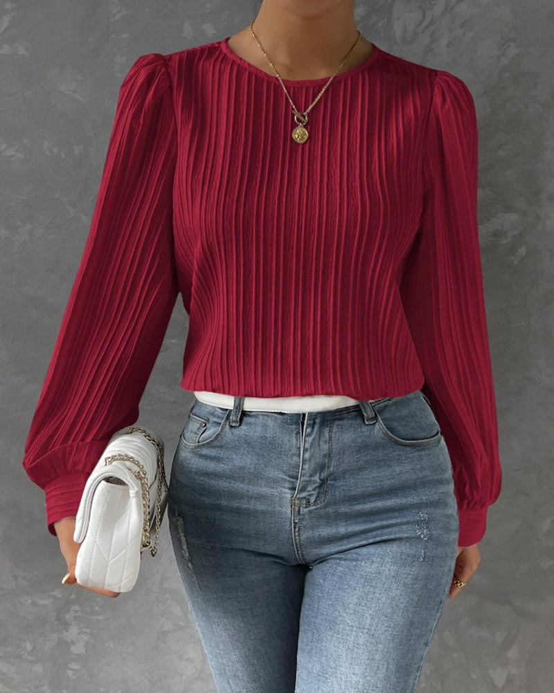 Solid bluse med lyktarm