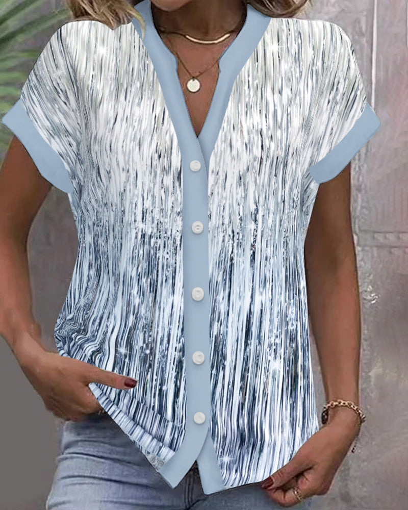 Skjorte Casual Standkrage Med Strukturert Trykk