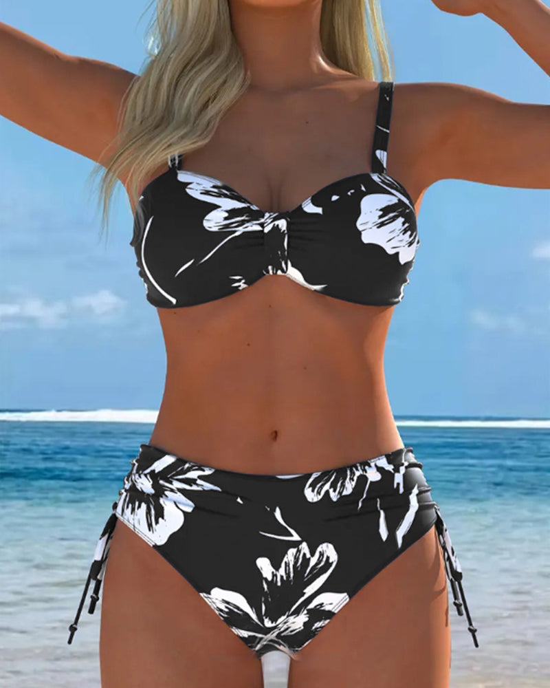 Todelt Halter-Bikini Med Trykt Mönster