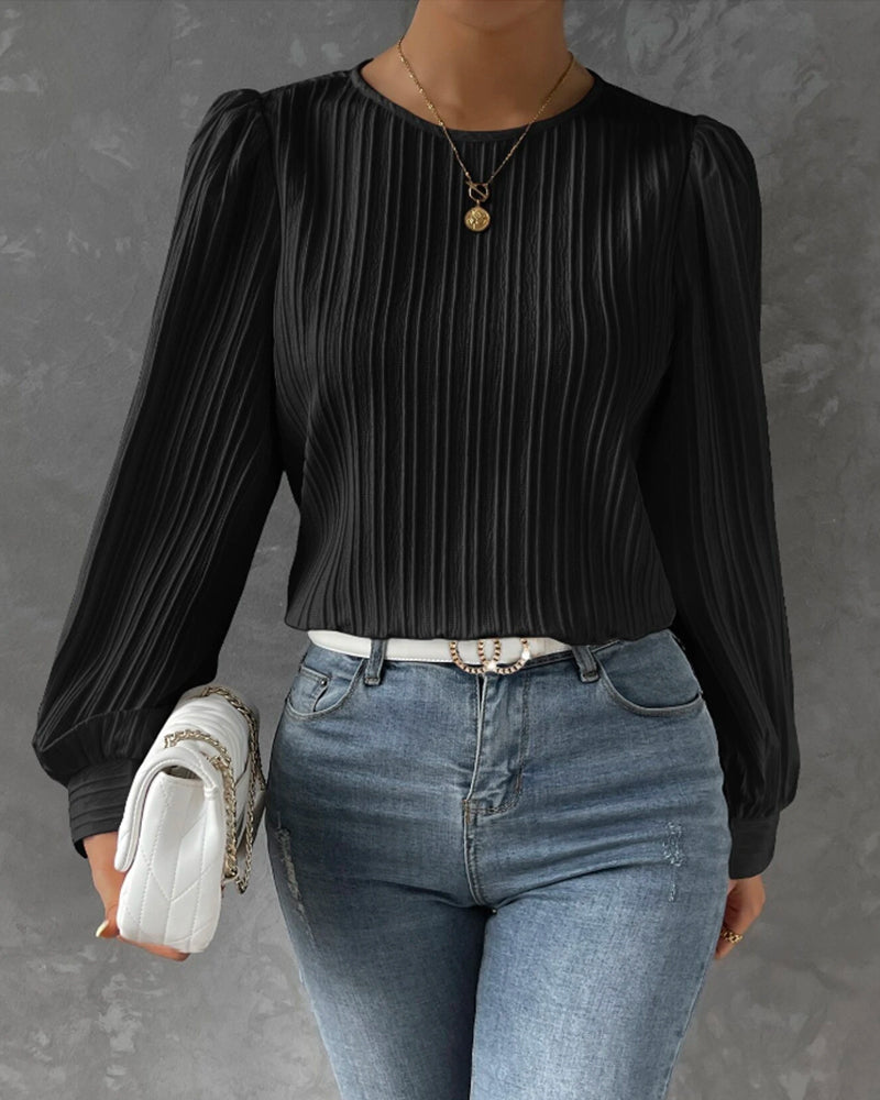 Solid bluse med lyktarm