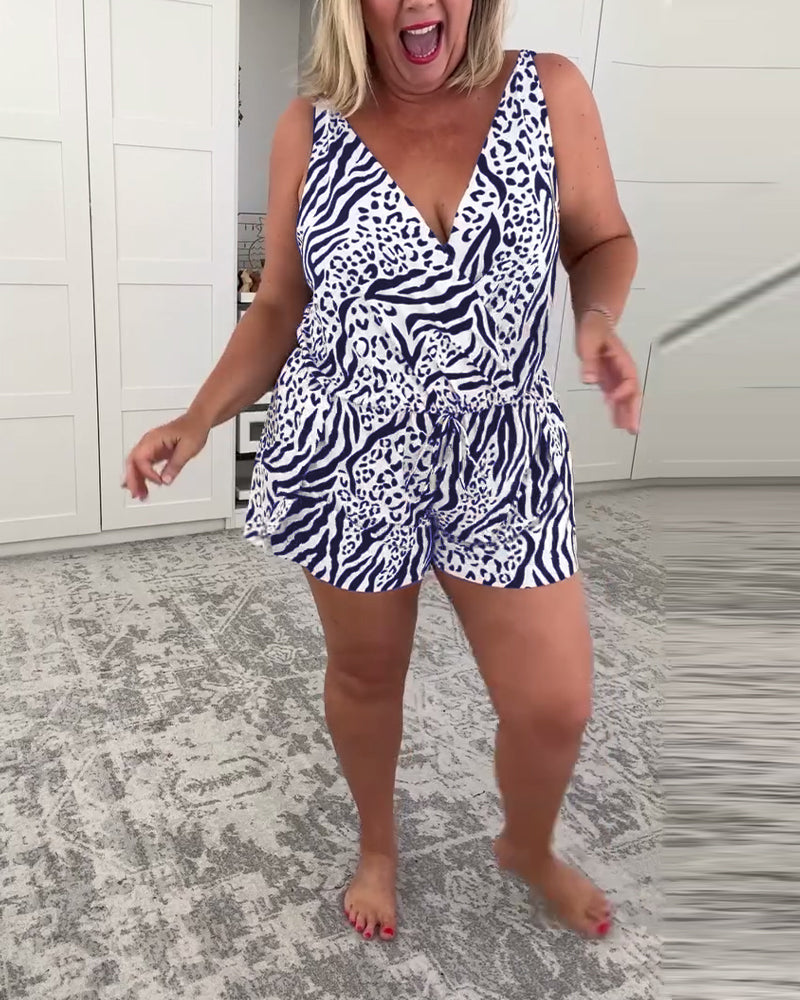 Slim Fit Badedrakt Med Zebra Mønster