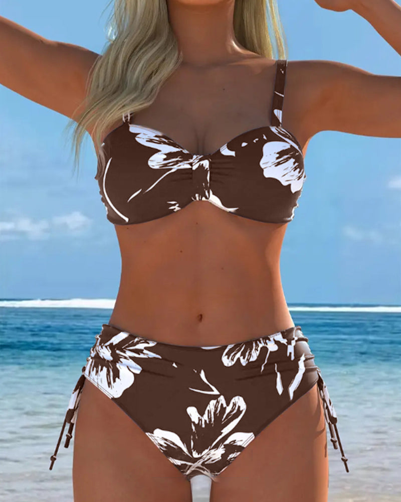 Todelt Halter-Bikini Med Trykt Mönster