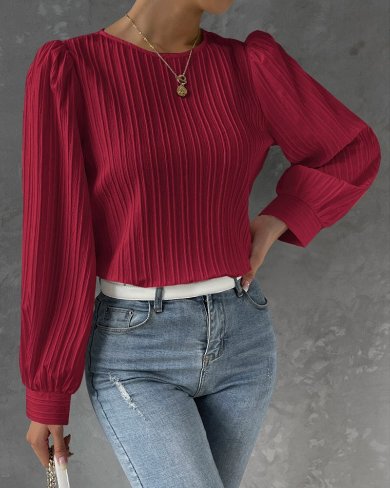 Solid bluse med lyktarm