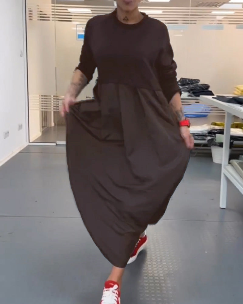 Maxi ensfarget fritidskjole