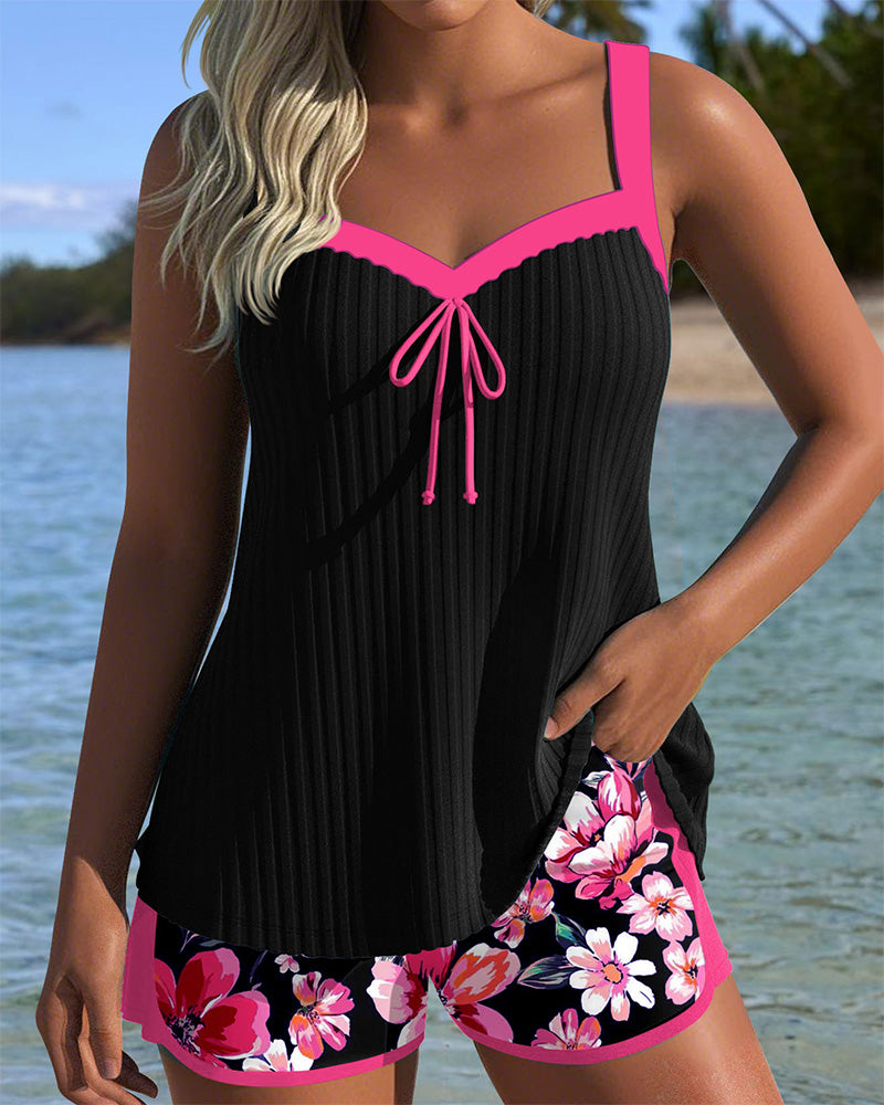 Tankini V-Hals Trykket Sportsbokser