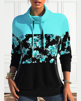 Sweatshirt med snøring med blomstertrykk