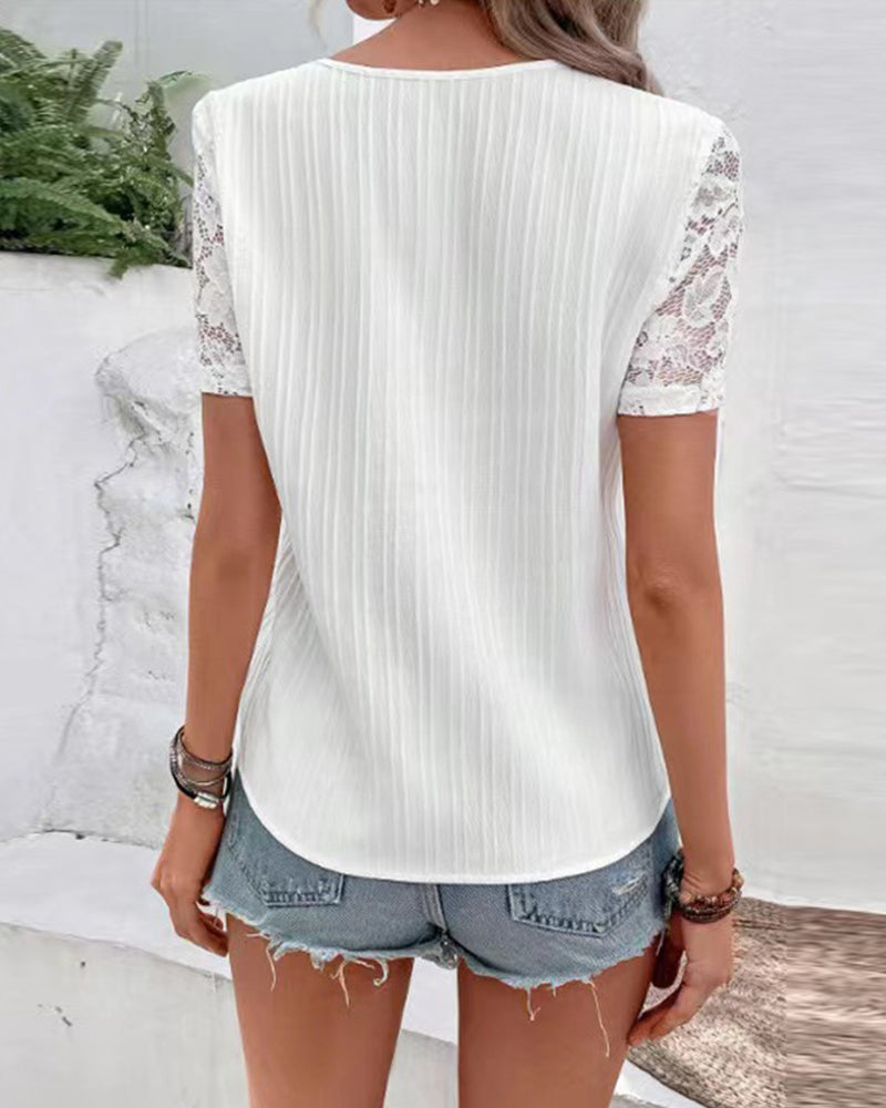 Bluse Ensfarget Kortermet