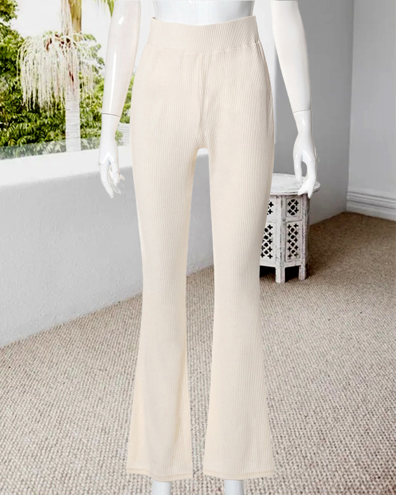 Ensfarget micro-flare slim fit bukse