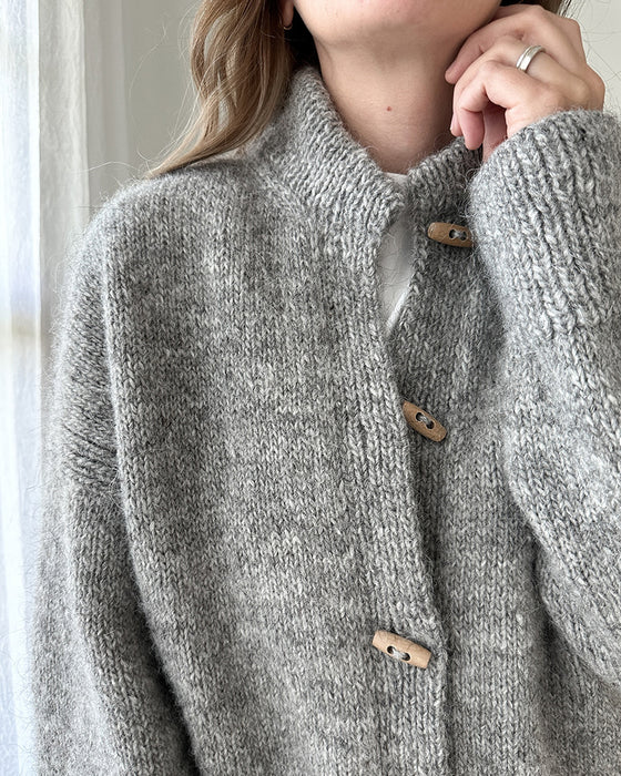 Stativ krage hornknapp ensfarget cardigan