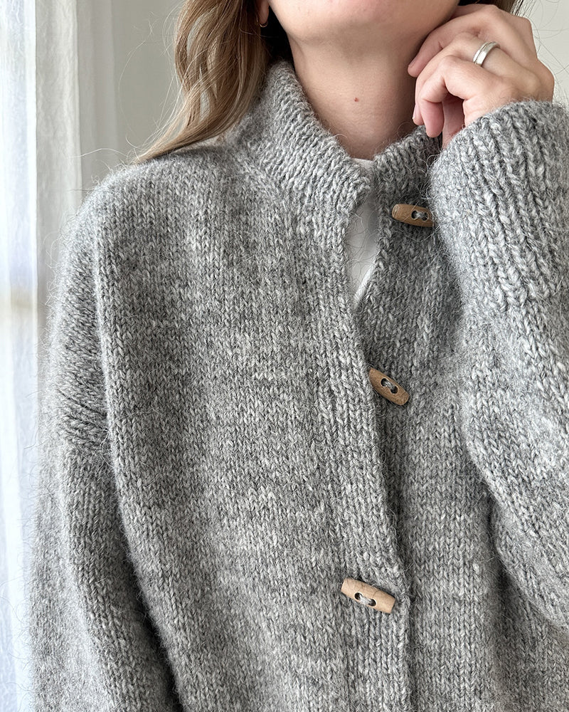 Stativ krage hornknapp ensfarget cardigan