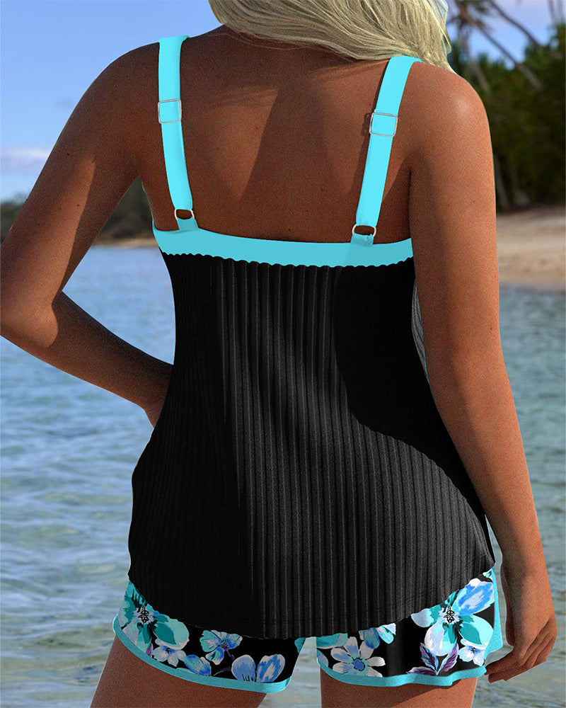 Tankini V-Hals Trykket Sportsbokser