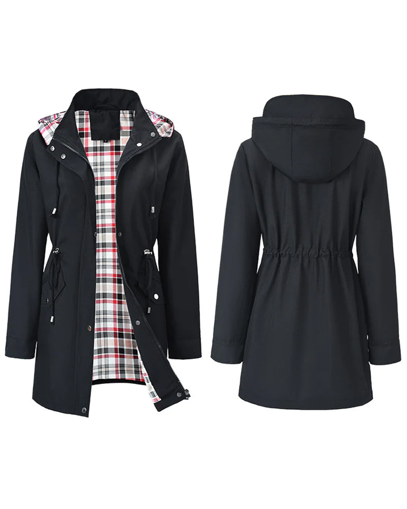 Dame Lang Vanntett Trenchcoat Med Hette