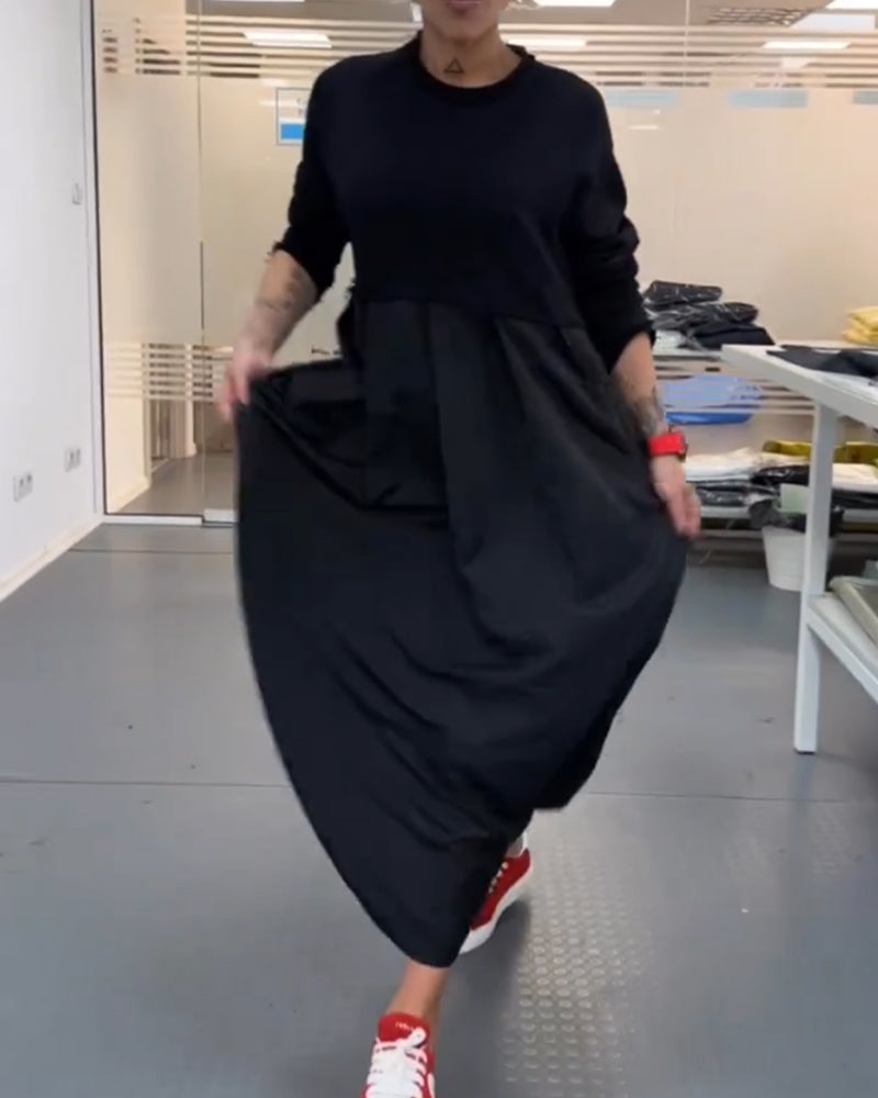 Maxi ensfarget fritidskjole