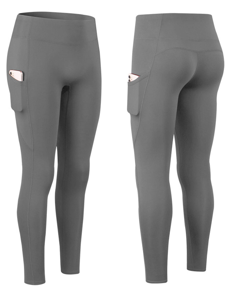 Ensfargede leggings med fleecelommer