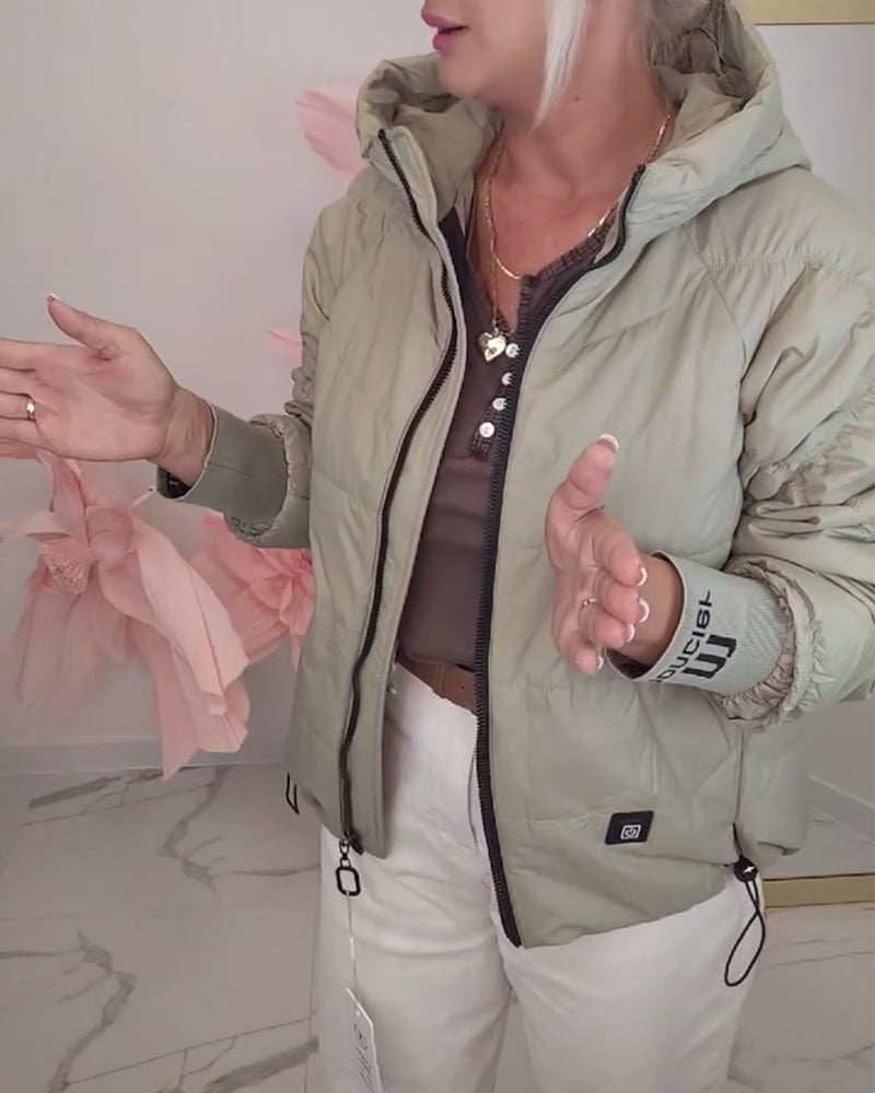 Kort Vattert Jakke Med Hette