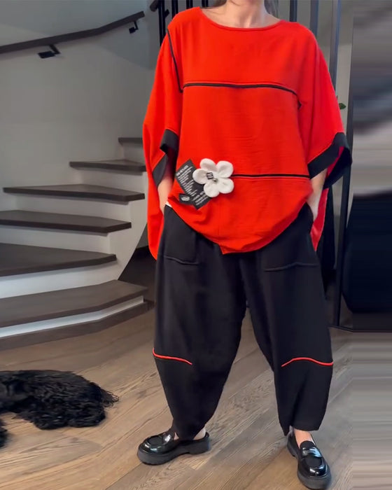 Sett Med Løse Bloomers Casual Fargeblokkering