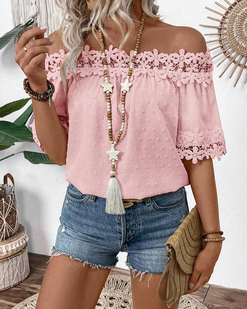 Bluse En-Skulder Knipling 3d-Blomst