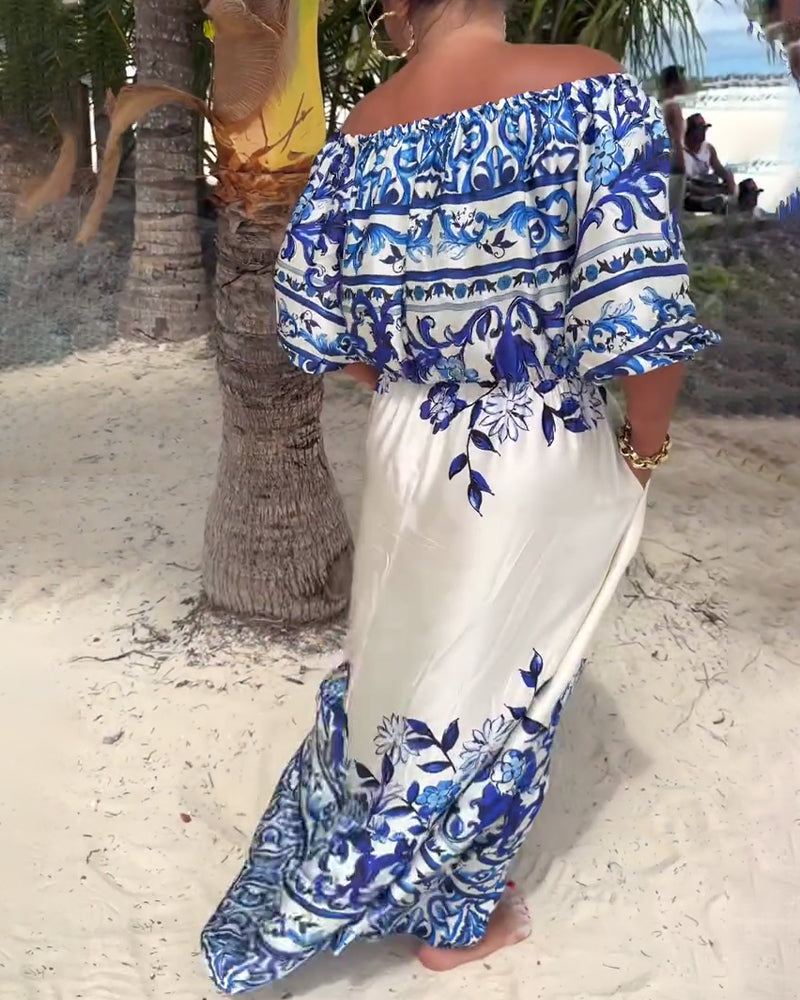 Kjole Off-Shoulder Trykt Resort