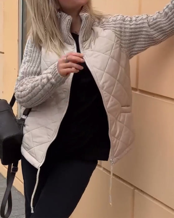 Ensfarget glidelåsfrakk med høy krage