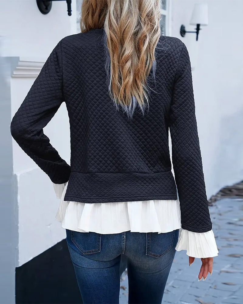 Topp Blonder Kontrast Rund Hals