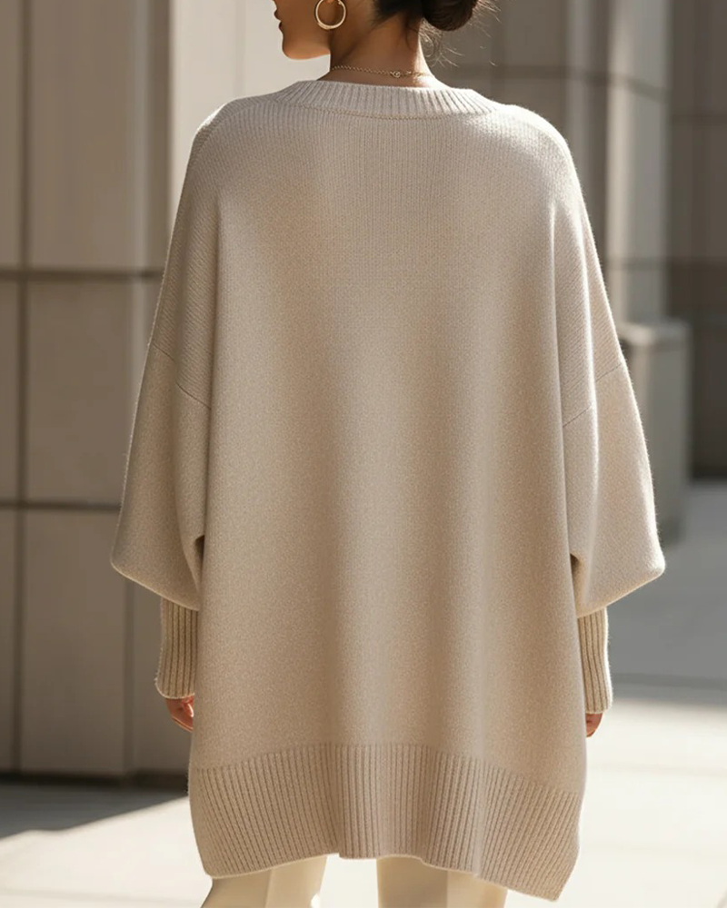 Løs Midjelang Pullover Med Skulderfri Modell