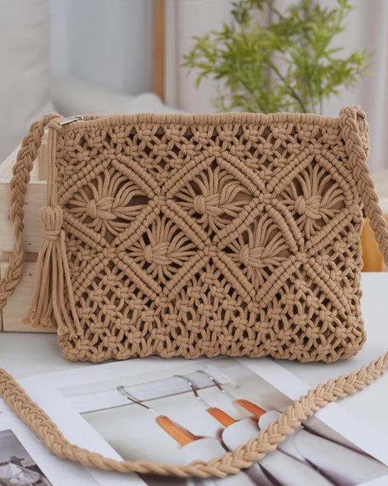 đLynsalgâĄMinimalistisk Dusk Dameclutch â Retro HĂ„ndveske i Bomullstau Sommerferie Boho Strandveske