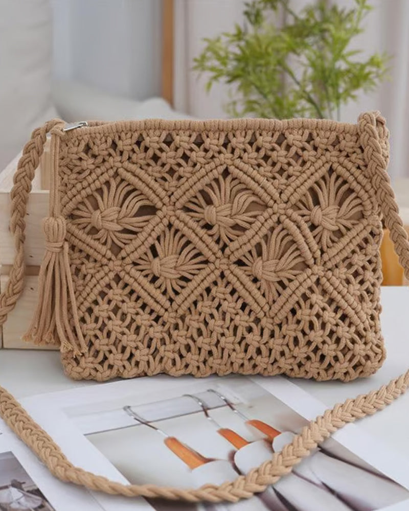 🏆Lynsalg⚡Minimalistisk Dusk Dameclutch – Retro Håndveske i Bomullstau Sommerferie Boho Strandveske