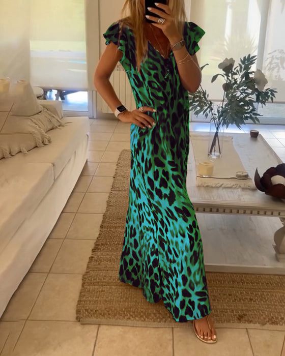 Kjole med korte ermer og retrostil